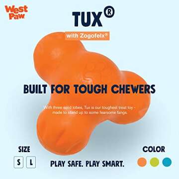 West Paw Zogoflex Tux Treat Dispensing Dog Chew Toy – Interactive Chewing Toy for Dogs – Dog Enr...