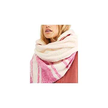 Free People Womens Gemini Blanket Plaid Winter Scarf Pink O/S
