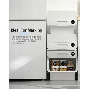 Food or Spice Label for Bottles in Kitchen or Pantry- Round Vinyl Black Labels for Food containers, Mason Jars, Storage Bins,Reusable Waterproof Removable Stickers,120 Chalkboard Labels Free Chalk Pen