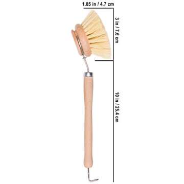 REDECKER Tampico Fiber Bristle 2-Inch All-Purpose Kitchen Dish Scrub Brush with Beechwood Handle - Bamboo Dish Brush Alternative for Pots, Pans, and Kitchen Utensils - Wood Dish Brush