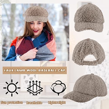 Stylish Hercicy Faux Lamb Wool Baseball Cap Set for Winter