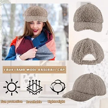Stylish Hercicy Faux Lamb Wool Baseball Cap Set for Winter