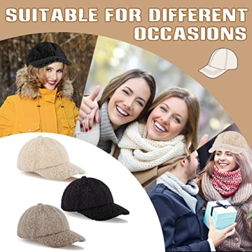 Stylish Hercicy Faux Lamb Wool Baseball Cap Set for Winter