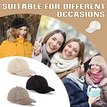 Stylish Hercicy Faux Lamb Wool Baseball Cap Set for Winter