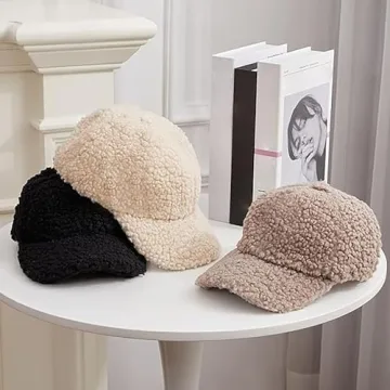 Stylish Hercicy Faux Lamb Wool Baseball Cap Set for Winter