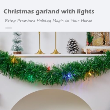 WEMADE 15.4ft Pre-Lit Christmas Garland with LED Lights