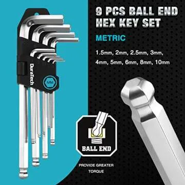 DURATECH Allen Wrench Set, 27-Pieces Long Arm SAE & Metric Torx Star Ball End Hex Key Set