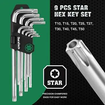 DURATECH Allen Wrench Set, 27-Pieces Long Arm SAE & Metric Torx Star Ball End Hex Key Set