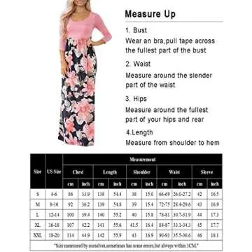 DUNEA Women's Maxi Dress Floral Printed Autumn 3/4 Sleeve Casual Tunic Long Maxi Dress Pink, M
