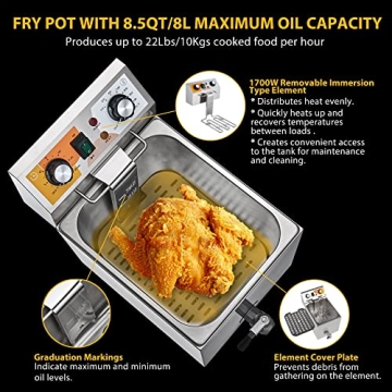 Festa Electric Deep Fryer - Large Capacity, Safe, Durable