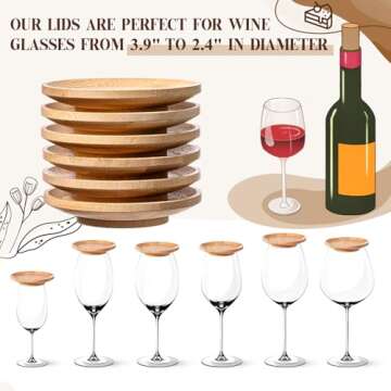 Tessco 4 Pcs 4" Wine Glass Charcuterie Topper Bamboo Round Wine Glass Charcuterie Board Topper Dual ...