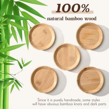 Tessco 4 Pcs 4" Wine Glass Charcuterie Topper Bamboo Round Wine Glass Charcuterie Board Topper Dual Use Cups Topper Appetizer Plates for Christmas Party Family Gatherings Bars Restaurants