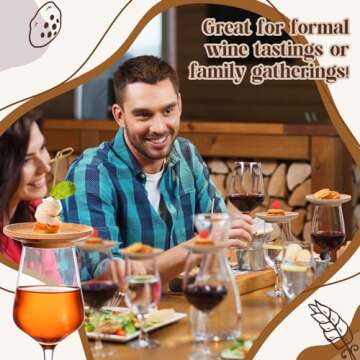 Tessco 4 Pcs 4" Wine Glass Charcuterie Topper Bamboo Round Wine Glass Charcuterie Board Topper Dual Use Cups Topper Appetizer Plates for Christmas Party Family Gatherings Bars Restaurants