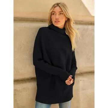 LILLUSORY Oversized Turtleneck Tunic Sweater for Fall