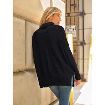 LILLUSORY Oversized Turtleneck Tunic Sweater for Fall