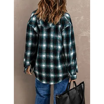 BTFBM Women Long Sleeve Plaid Shacket Jacket for Fall