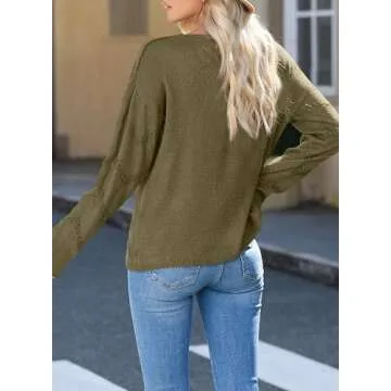 EVALESS Summer Outfits Sweaters for Women Trendy 2024 Crochet Tops Business Casual Clothes Cashmere Lightweight Sweaters for Women Open Knit Top Crochet Sweaters Green Pullover Sweater,X-Large