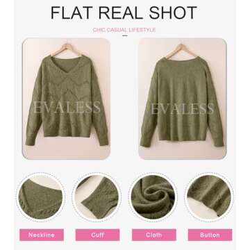 EVALESS Summer Outfits Sweaters for Women Trendy 2024 Crochet Tops Business Casual Clothes Cashmere Lightweight Sweaters for Women Open Knit Top Crochet Sweaters Green Pullover Sweater,X-Large