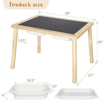 VZIUDYN Montessori Sensory Table for Toddlers,Multifunction Toddler Sand Table with 2 Storage Bins, Kids Activity Table for Arts, Drawing,Reading, and Playing for Nursery