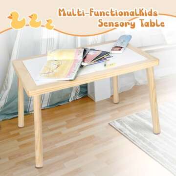 VZIUDYN Montessori Sensory Table for Toddlers,Multifunction Toddler Sand Table with 2 Storage Bins, Kids Activity Table for Arts, Drawing,Reading, and Playing for Nursery