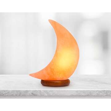 Authentic Himalayan Salt Lamp - Hand Carved Moon Design - 9 lbs