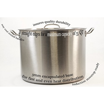 ExcelSteel Heavy Duty Stainless Steel Stock Pot with Lid, 35 quarts, Silver