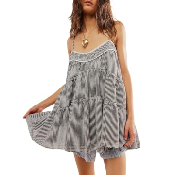 Sastianaen Y2K Striped Mini Dress Summer Swing Style