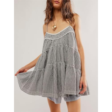 Sastianaen Y2K Striped Mini Dress Summer Swing Style