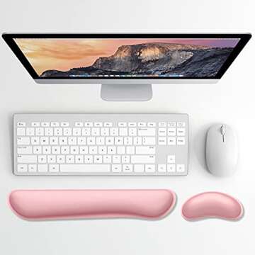 Dapesuom Enlarge Keyboard Wrist Rest, Memory Foam Wrist Cushion for Desk Mats Support, Cute Typing P...