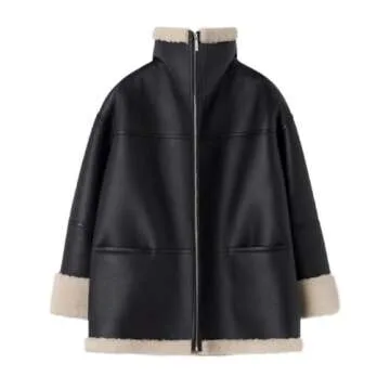 Stylish Glkaend Women's Faux Shearing Winter Bomber Jacket