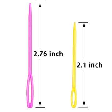 Hekisn Large-Eye Plastic Sewing Needles, Colorful Safety Lacing Needles, 2 Different Sizes Yarn Sewi...