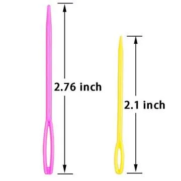 Hekisn Large-Eye Plastic Sewing Needles, Colorful Safety Lacing Needles, 2 Different Sizes Yarn Sewi...