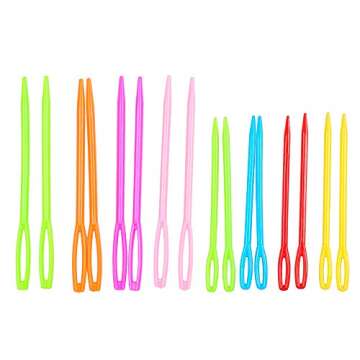 Hekisn Large-Eye Plastic Sewing Needles, Colorful Safety Lacing Needles, 2 Different Sizes Yarn Sewing Needle, Learning Needles for DIY Sewing Handmade Crafts，2.76 &2.1 inch (16 Pieces)