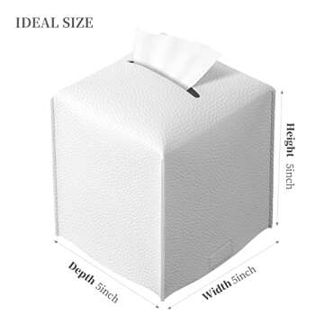 REGELETO Off-White PU Leather Tissue Box Cover Stylish Design