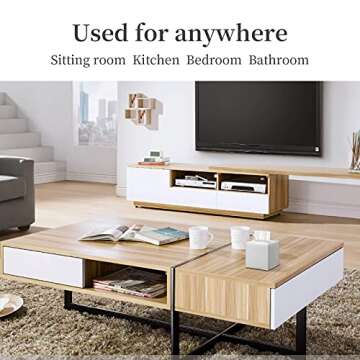 REGELETO Off-White PU Leather Tissue Box Cover Stylish Design