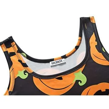 HUHOT Women's Scoop-Neck Graphic Sleeveless Short Fit-and-Flare Dress, 17039-1, Large