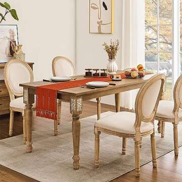 ZeeMart Macrame Style Boho Table Runner, Burnt Ochre Fall Table Runners 36 Inches Long, Farmhouse Woven Home Decor, 12x36 Inch, Dark Orange