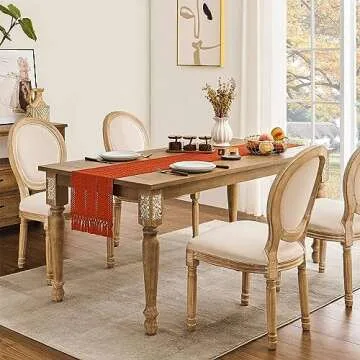 ZeeMart Macrame Style Boho Table Runner, Burnt Ochre Fall Table Runners 36 Inches Long, Farmhouse Woven Home Decor, 12x36 Inch, Dark Orange