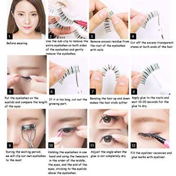 Mink Eyelashes Faux Dramatic False Fluffy Fake Extension Makeup Soft Thick Lashes Professional Eyes Each Style Very Natural Comfortable Free Eyelash Tweezers Crossed Cluster Nature Reusable