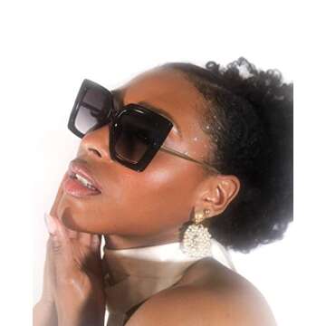 FEISEDY Trendy Oversized Square Sunglasses with UV400