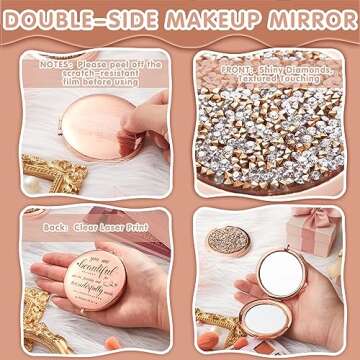 Thyle 12 Pcs Engraved Compact Mirrors for Women