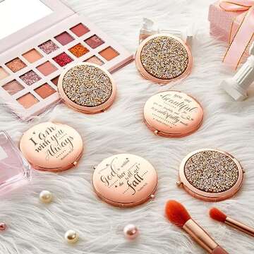 Thyle 12 Pcs Engraved Compact Mirrors for Women