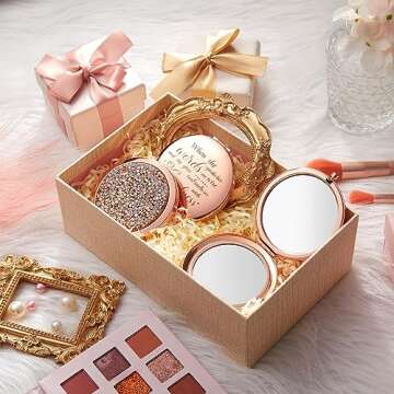 Thyle 12 Pcs Engraved Compact Mirrors for Women