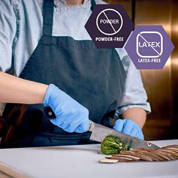 MED PRIDE NitriPride Nitrile-Vinyl Blend Exam Gloves, Large 1000 - Powder Free, Latex Free & Rubber Free - Single Use Non-Sterile Protective Gloves for Medical Use, Cooking, Cleaning & More