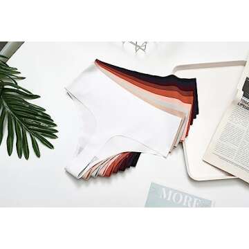 Wealurre Womens Underwear High Waisted Seamless Thongs for Women Breathable No Show Panties for Ladies 6 Pack (B/W/A/DB/BR/G,S)