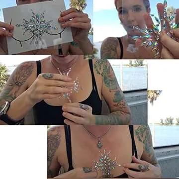 Xiangfeng 4 Pcs Rhinestone Pasties Crystal Nipple Sticker Mardi Gras Crystal Body Sticker Rhinestone Body Jewelry Stick On Women Bra Breast Pasties for Women Festivals Raves