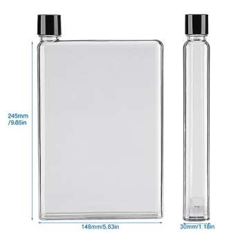 GOTOTOP Flat Water Bottle, 750ml A5 Plastic Memo Paper Water Bottle Reusable Slim BPA Free Bottle for School Activity Outdoor Gym Cycling Hiking (Transparent)