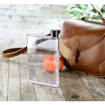 GOTOTOP Flat Water Bottle, 750ml A5 Plastic Memo Paper Water Bottle Reusable Slim BPA Free Bottle for School Activity Outdoor Gym Cycling Hiking (Transparent)