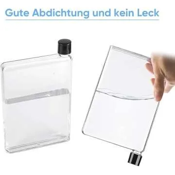 GOTOTOP Flat Water Bottle, 750ml A5 Plastic Memo Paper Water Bottle Reusable Slim BPA Free Bottle for School Activity Outdoor Gym Cycling Hiking (Transparent)