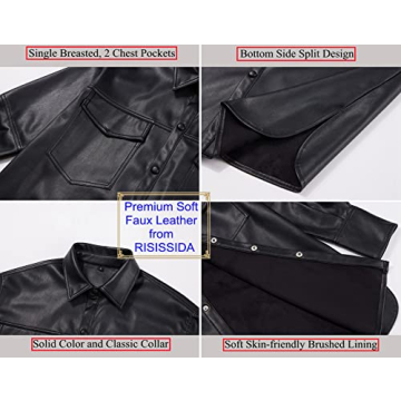 RISISSIDA Women Faux Leather Shacket for Stylish Comfort